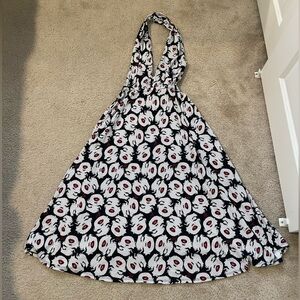 Betsey Johnson Black White and Red Backless Halter Dress